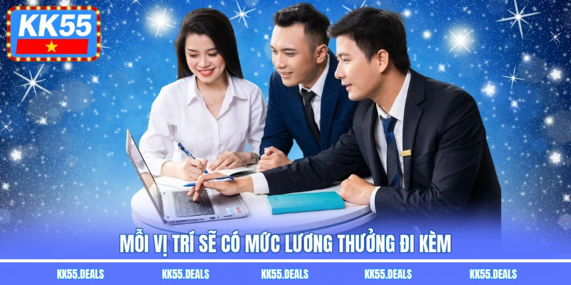 Mỗi vị trí sẽ có mức lương thưởng đi kèm